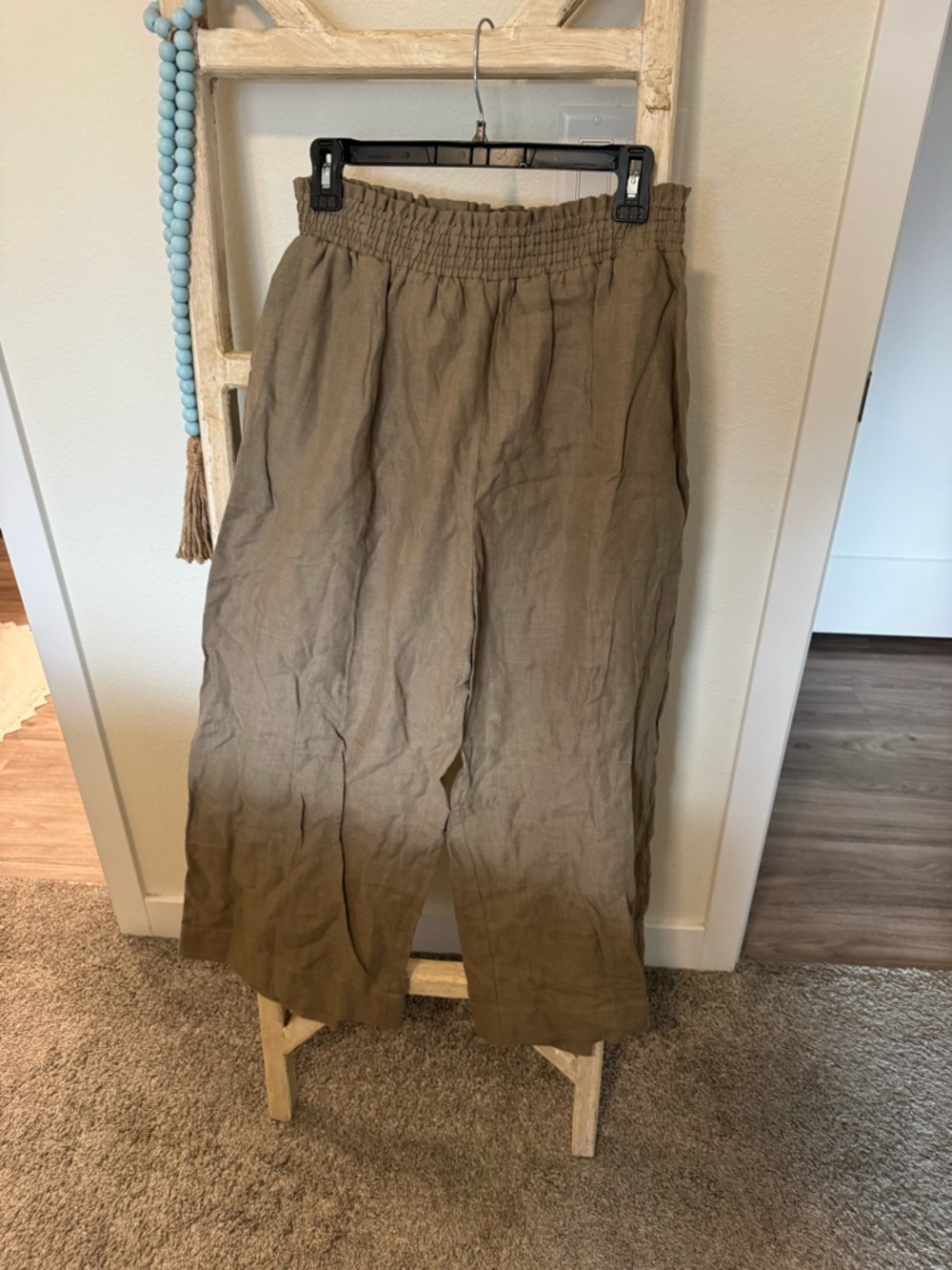 Christy Dawn Olive-Taupe Linen Wide Leg Pants